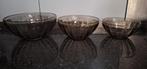 Vintage rookglazen kommen (3x), Huis en Inrichting, Keuken | Servies, Ophalen, Gebruikt, Overige stijlen, Glas