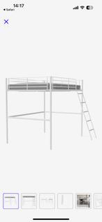 2 persoons hoogslaper wit metaal met ladder, Huis en Inrichting, 160 cm, Gebruikt, 180 tot 200 cm, Hoogslaper