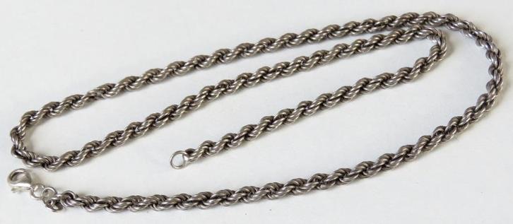 Zilveren Vintage/koord  ketting, Sieraden, Tassen en Uiterlijk, Antieke sieraden, Ketting, Zilver, Ophalen of Verzenden