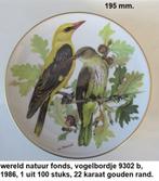 Wereld Natuur Fonds, 4x Vogelbordje 22 karaat gouden rand, Ophalen of Verzenden, Zo goed als nieuw, Vogel, Beeldje of Figuurtje