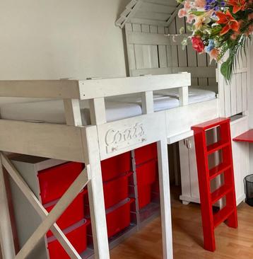 Bed 90x200 halfhoogslaper meisje kidsfactory steigerhout beschikbaar voor biedingen