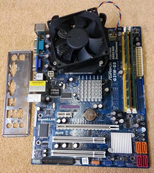 Onberispelijke set ASRock G31M-GS, E8400 3 GHz socket 775, Computers en Software, Moederborden, Gebruikt, Ophalen of Verzenden