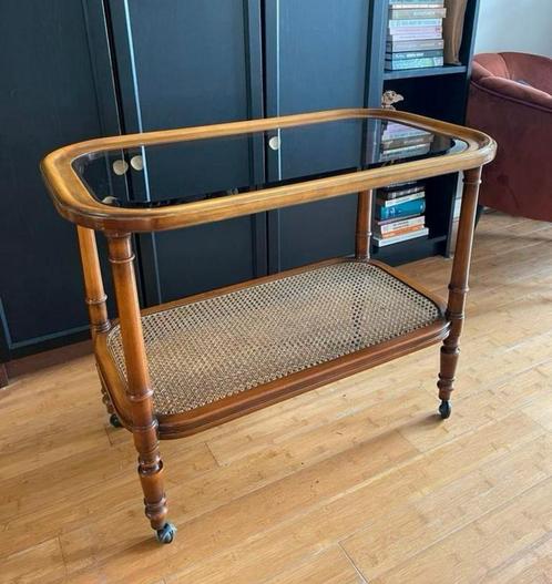 Antiek serveer wagen tafel kast rotan glas glasplaat, Antiek en Kunst, Antiek | Meubels | Tafels, Ophalen