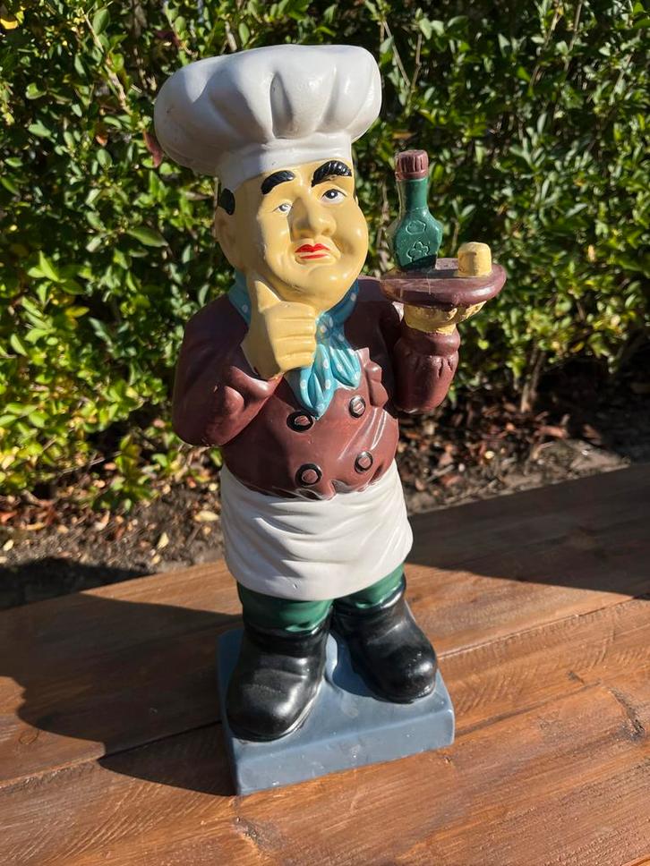 Beeldje Kok met Dienblad, Verzamelen, Beelden en Beeldjes, Gebruikt, Mens, Ophalen of Verzenden