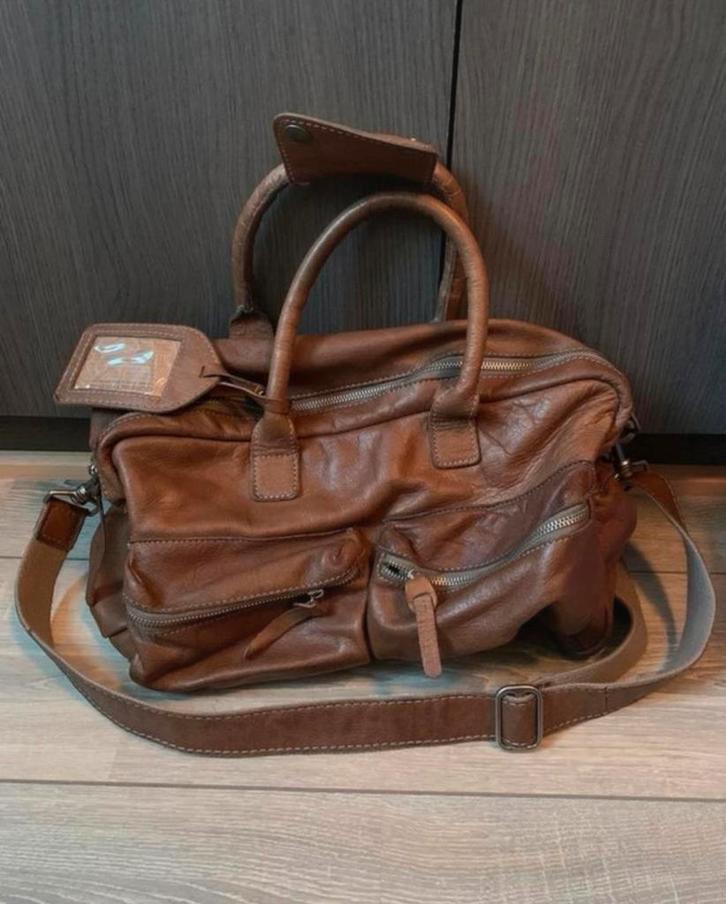 Cowboysbag luiertas cognac / bruin, Kinderen en Baby's, Luiertassen, Gebruikt, Ophalen