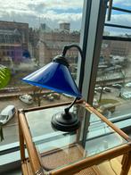 Vintage zware tafellamp bankierslamp kobaltblauw, Huis en Inrichting, Lampen | Tafellampen, Ophalen of Verzenden, Zo goed als nieuw