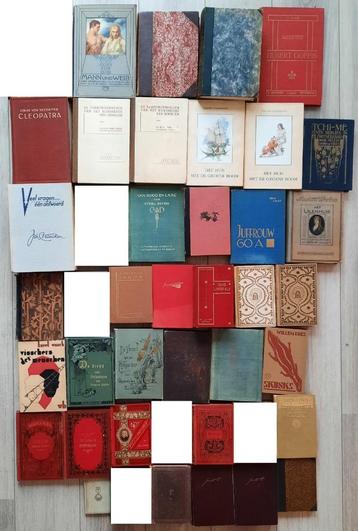Partij antieke boeken 37 stuks, diverse auteurs, jaartallen beschikbaar voor biedingen