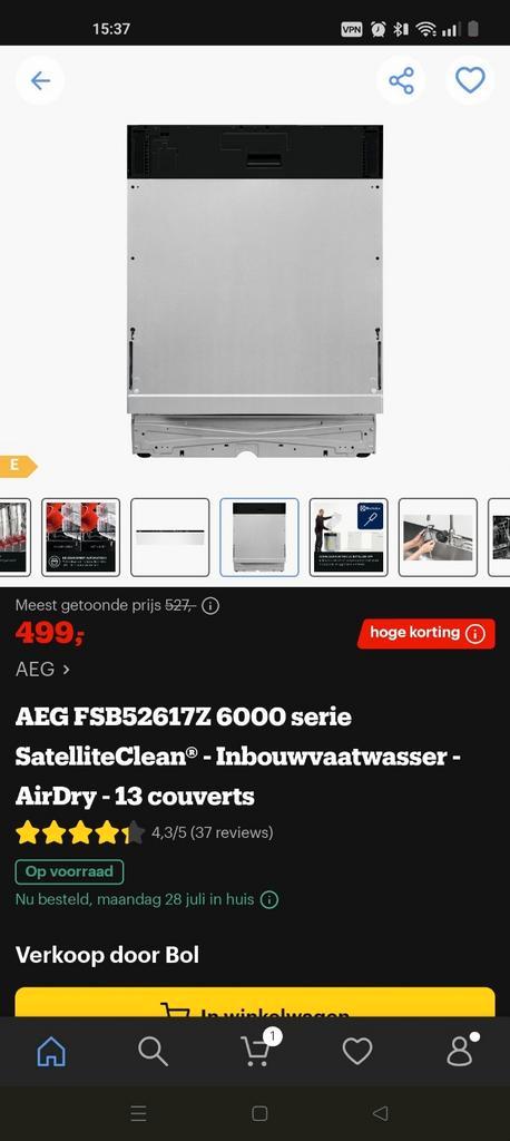 Vaatwasser vaatwasmachine AEG (fsb52617z) met air dry, Witgoed en Apparatuur, Vaatwasmachines, Gebruikt, Vrijstaand, Minder dan 85 cm