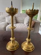Antieke Messing Kerkkandelaars - Set van 2, Antiek en Kunst, Ophalen of Verzenden, Koper of Brons