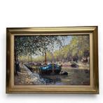 Willem Heytman (1950) - Gracht met schepen, Ophalen of Verzenden