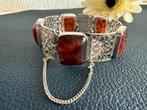R302/Vintage FISCHLAND Amber paneel Armband, Sieraden, Tassen en Uiterlijk, Gebruikt, Verzenden, X, Zilver