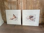 2 x schilderij Kerst Engeltjes / cupido / Raffaello. Sabine., Antiek en Kunst, Ophalen