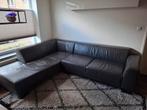 Grijze leren hoekbank 2.75x2.20 - veel gebruikt, Ophalen, Gebruikt, Leer, Modern