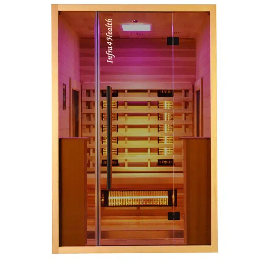 Infrarood sauna 130 Glass Front | Luxe | 2‑persoons, Ophalen of Verzenden, Nieuw, Infrarood, Complete sauna