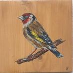 Schilderij Putter/ distelvink op gebruikt hout, Verzenden