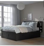 Ikea Brimnes bed met Hoofdbord en Lönset lattenbodem, Ophalen, Zwart, Tweepersoons, 140 cm