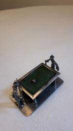 ZILVEREN MINIATUUR: BILJARTTAFEL + 2 MANNETJES, Ophalen of Verzenden