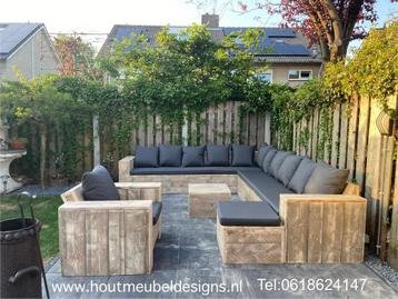 Steigerhout Hoekbank Loungebank Tuintafel Tuinbank loungeset beschikbaar voor biedingen