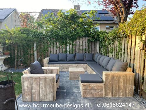 Steigerhout Hoekbank Loungebank Tuintafel Tuinbank loungeset, Tuin en Terras, Tuinsets en Loungesets, Nieuw, Loungeset, Steigerhout