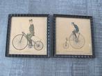 Twee ouderwetse fietsen - litho's 1949, Antiek en Kunst, Ophalen of Verzenden