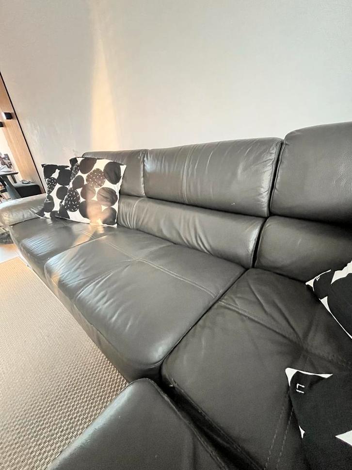 Lederen hoekbank - ZGAN, Huis en Inrichting, Banken | Bankstellen, Zo goed als nieuw, Hoekbank, Vierpersoons of meer, 250 tot 300 cm