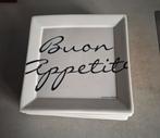8 witte vierkante borden Buon Appetito van Riviera Maison, Gebruikt, Ophalen of Verzenden, Bord(en), Overige stijlen