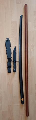 Houten oefenzwaard en stok, rubberen oefenmes, Bo, Jo, Tanto, Ophalen, Gebruikt, Overige, Vechtsportmateriaal