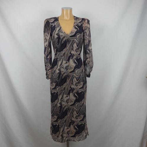 Freebird Marmer Print Lange Mouw Midi Jurk met Split S, Kleding | Dames, Jurken, Zo goed als nieuw, Maat 36 (S), Onder de knie