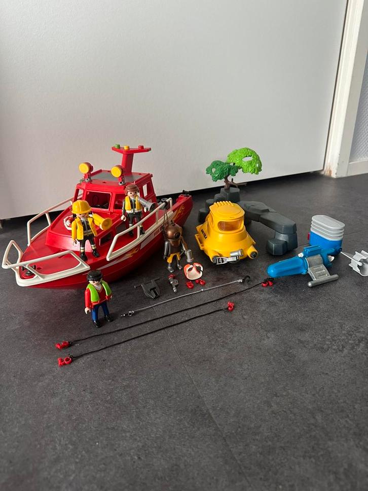 Grote Brandweerboot + Duikboot Playmobil 3611,3128,4658, Kinderen en Baby's, Speelgoed | Playmobil, Gebruikt, Los playmobil, Ophalen of Verzenden