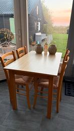Houten Eettafel met 4 Stoelen eiken, Ophalen, Gebruikt, 100 tot 150 cm, Eikenhout