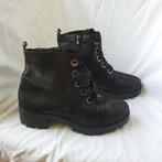 Stoere zwarte leren schoenen, glitter, mt 38 merk Tamaris, ., Zwart, Lage of Enkellaarzen, Ophalen of Verzenden
