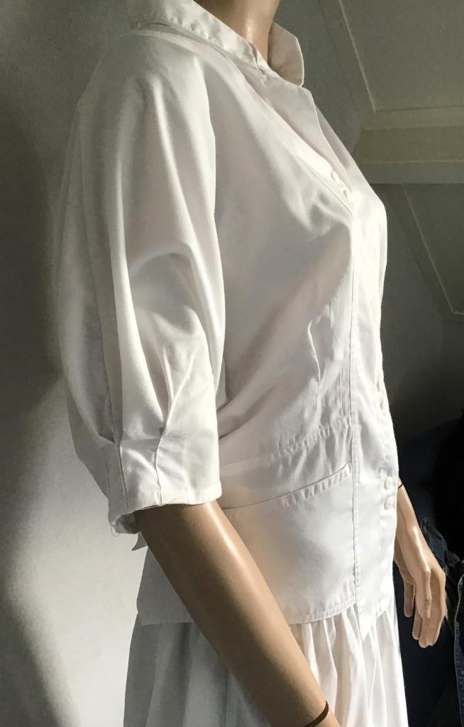 Zomers ensemble bloes en rokje met vetersluiting, Kleding | Dames, Rokken, Zo goed als nieuw, Maat 38/40 (M), Wit, Boven de knie