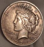 1924 Peace Dollar - Zilveren Amerikaanse Dollar, Postzegels en Munten, Vóór koninkrijk, Verzenden, Zilver, Overige waardes