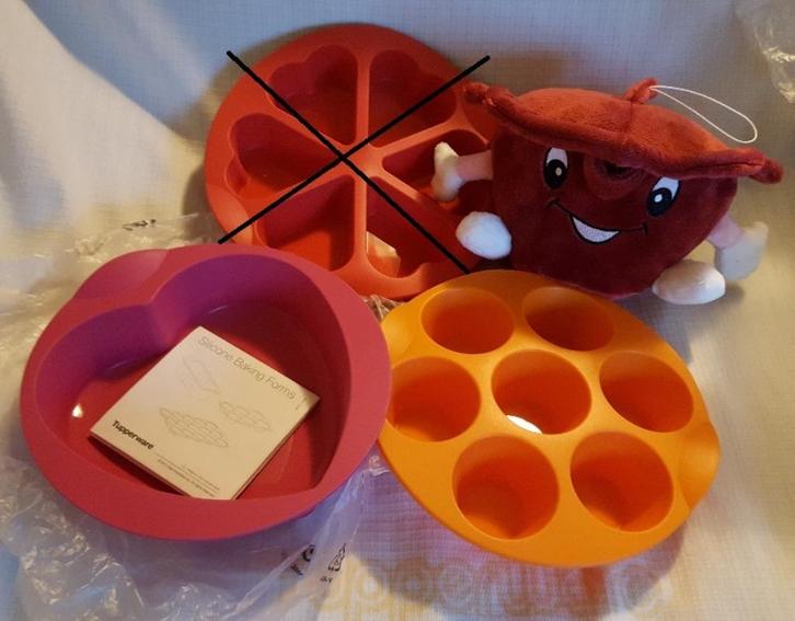 Tup ad 14: MFV silicone (bak)vorm oranje muffin en roze hart, Huis en Inrichting, Keuken | Tupperware, Nieuw, Overige typen, Ophalen of Verzenden
