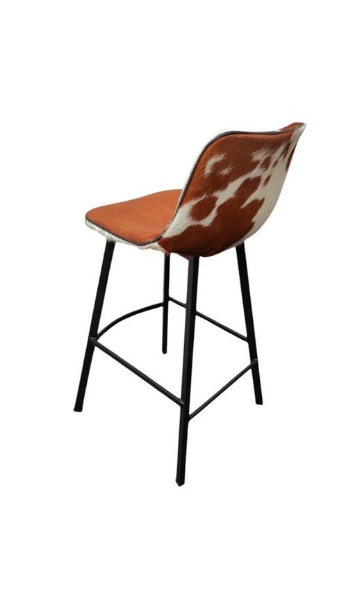 Koeienhuid Barkrukken, Huis en Inrichting, Barkrukken, Nieuw, 60 tot 90 cm, Leer, Metaal, 4 krukken, Met voetsteun, Ophalen of Verzenden