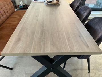 BIEDEN NU: Eettafel 220x100 X poot, kleur Oak, Melamine beschikbaar voor biedingen