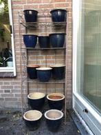 Blauw geglazuurde potten voor in de tuin, Ophalen, Rond, Tuin, Aardewerk