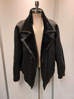 Zwarte heren lammy coat - lamsleer en lamsvacht - maat XL, Ophalen of Verzenden, Gedragen, Maat 56/58 (XL), Zwart