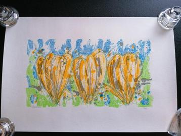 Ad van Hassel Zeefdruk Tulpen Geel beschikbaar voor biedingen