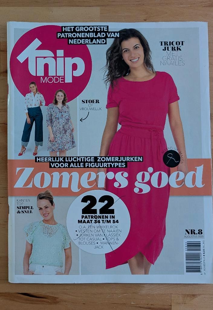 Knip mode nr 8 augustus 2020 tuinbroek, outdoorjack man, Hobby en Vrije tijd, Kledingpatronen, Zo goed als nieuw, Vrouw, Knipmode
