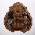 Barok schilderij op paneel, religieuze plaquette 18e eeuw