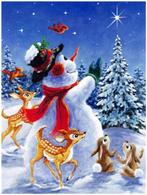 Diamond painting: Kerst 6 - Sneeuwpop met dieren [Box D-31], Ophalen, Nieuw, Knutselwerk