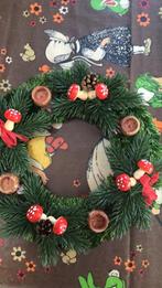 Retro kaarsenstandaard kerstkrans, Ophalen of Verzenden, Zo goed als nieuw