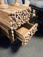 Ladenkadtje oud teak uniek industrieel frame, Nieuw, Minder dan 100 cm, 25 tot 50 cm, 50 tot 100 cm