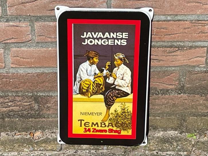 Emaille Reclamebord Javaanse Jongens Shag, Verzamelen, Merken en Reclamevoorwerpen, Gebruikt, Reclamebord, Ophalen of Verzenden