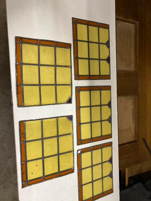 Heel mooi glas in lood uit erker 30-er jaren woning, Doe-het-zelf en Verbouw, Glas en Ramen, Gebruikt, Minder dan 80 cm, Minder dan 80 cm