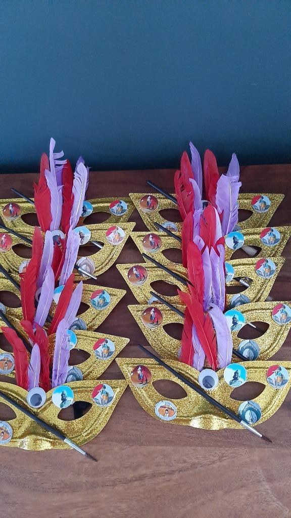 30 maskers broche 30 schilderpaletten hele pakket voor €9.95, Hobby en Vrije tijd, Feestartikelen, Zo goed als nieuw, Versiering