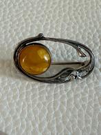 R278/Zilveren vintage Butterscotsch BARNSTEEN Broche, Sieraden, Tassen en Uiterlijk, Broches, Gebruikt, Verzenden, Geel, Minder dan 4 cm