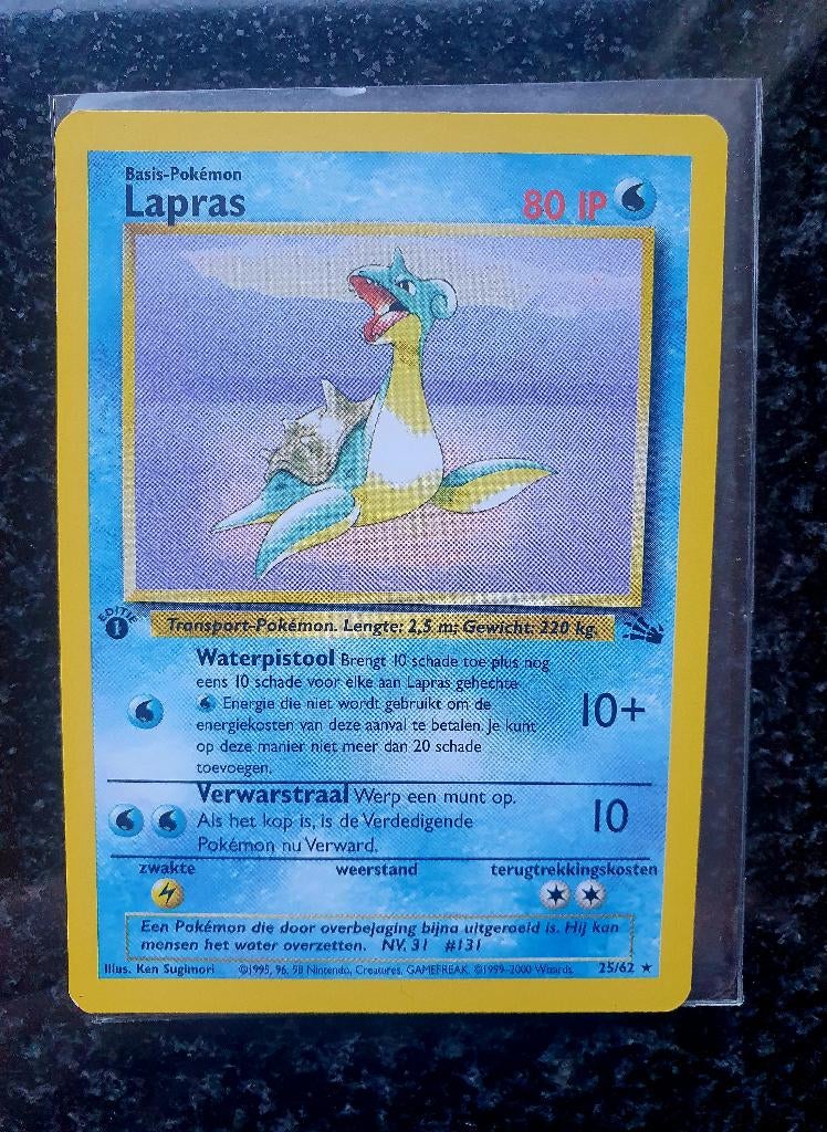 Pokemon Lapras 1e editie NEDERLANDS, Ophalen of Verzenden, Zo goed als nieuw, Losse kaart