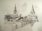Tekening in lijst onder glas elly booyen, Ophalen